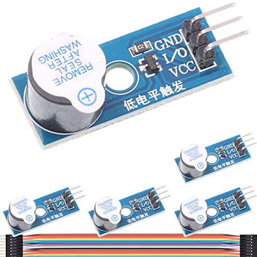 DAOKAI 5Pcs Active Buzzer Module Low Level Trigger Buzzer 3.3-5V Buzzer Alarm Drive Alarm Sound Module for Arduino With Fixing Bolt Holes, Cable