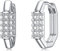 Eckige Creolen 925 Sterling Silber Rechteckige Klein Creolen mit Funkelnde Zirkonia Rechteck Huggie Creolen Klapp Creolen Schmuck Geschenk für Frauen