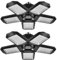 BNGGOGO 2 Pack Garage Light, 150W LED Lighting 5 Adjustable Panels, 15000LM Demable E27 Ceiling Lighting, Ultra Bright Lights Workshop Warehouse, Black (GOLEDLLT03UP)