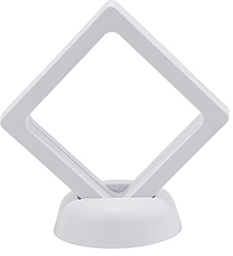 3D-schwebender Rahmen, schwebender Rahmen, Ständer, Box, transparent, Schmuck für Ringe, Münzen, Vitrine für Ringe, Halsketten, Medaillons, 70 x 70 x 20 mm, Weiß, 5 Stück