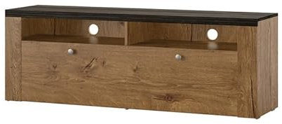 PRICE FACTORY just for you Meuble TV 140cm Collection Santiago. Couleur chêne et Noir Effet Bois. 1 Porte