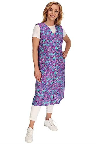 Knopfkittel Baumwolle bunt Kochschürze Hauskleid Kittel Schürze ohne Arm