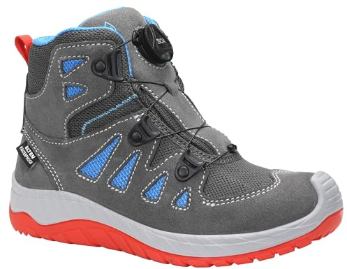 ELTEN MADDOX Kids BOA grey-red Mid | Outdoorschuhe für Waldkindergarten, Wandern und Spielen - wasserdicht, leicht, atmungsaktiv