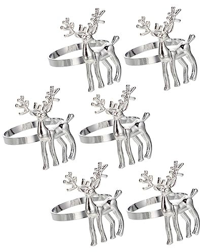 HOMSFOU 6st Geweih Serviettenringe Gastgeschenke Für Festliche Dinnerpartys Weihnachten Serviettenringe Weihnachtstischringe Rentier Serviettenring Glänzend Legierung Dekorativer Ring