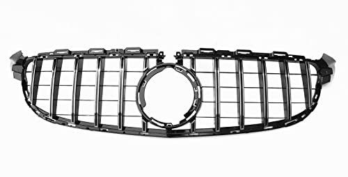 HABRAT Nieren Kühlergrill Silberner Kühlergrill Für Mercedes Für Benz W205 C63 C63S Für AMG 2019-2021 Nur Mit Kameraloch Auto Für GTR Panamericana Style Grid Kühler-Grill