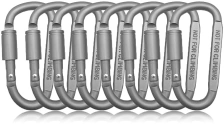 Senshuomy Carabiner Clip,Keyring,Metal Clips with Screw Lock for Hammock,Camping, Hiking, Backpack and More-Not for Climbing(8pcs/Grey)