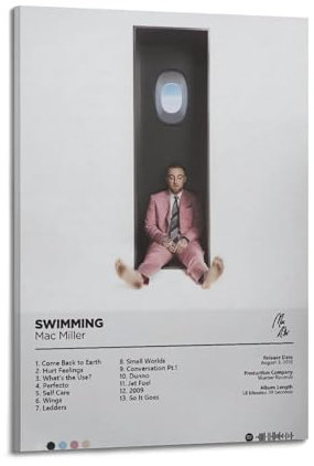 PALUCI Mac Miller Poster, Albumcover, Poster, Leinwand, Foto, Schlafzimmer, Musikposter, Album, Vintage-Musikposter und Kunstdrucke, dekoratives Heimgeschenk, 20 x 30 cm, Rahmenstil