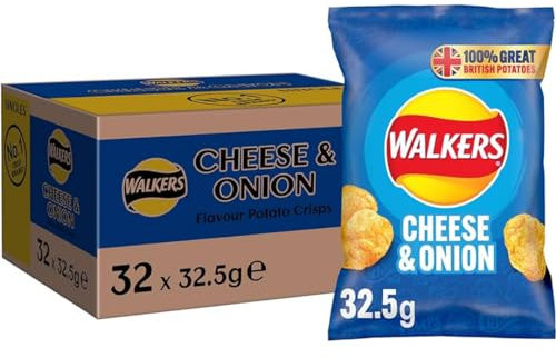 Walkers Cheese and Onion Crisps Chips 32.5g x 32 Pieces
