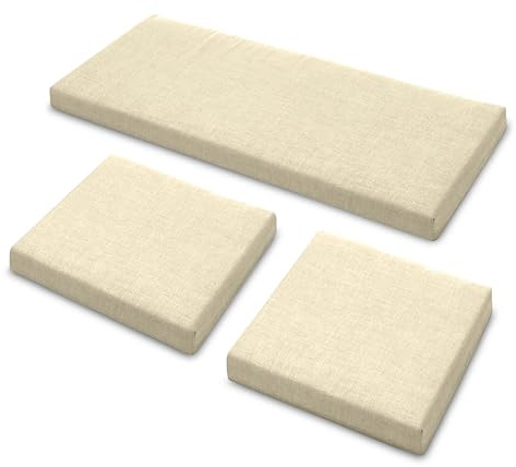 Sapphire Collection 3 Pieces Replacement Cushions Set for Rattan Chairs Sofa Patio Garden Outdoor Furniture - Water Resistant, Lightweight, and Durable - Multiple Colors Available (Cream)