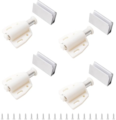 UFURMATE Glastür-Magnetschnäpper für Glastüren, 4 Stück, zum Öffnen, einzelne Glastür, magnetische Touch-Riegel mit verstellbarer Schrankklemme, passend für 3–6 mm große, frei schwingende Glastüren