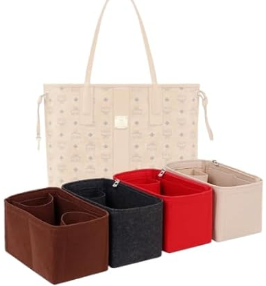 LinerLink Taschen-Organizer für MCM Liz Einkaufstasche (36 x 28 x 17 cm (L x H x T), handgefertigter Tascheneinsatz, 2 mm Filztascheneinsatz, Damen-Handtaschenformer (Rot, Stil C)
