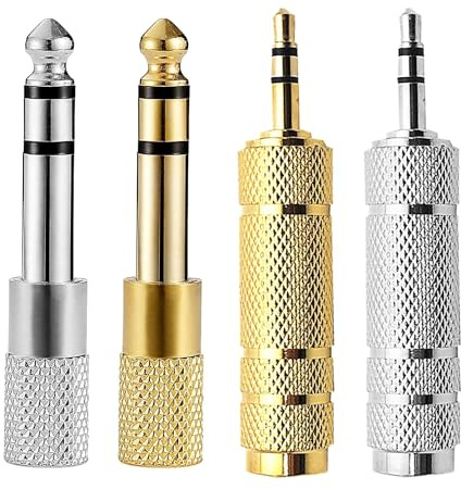 ZEACCT 4 Paquet de Prises Adaptateur pour Casque, Adaptateur Casque Plaqué Or, Convertisseur Audio pour Casque, Disponible pour Les Téléphones, Ordinateurs Autres Appareils – Or, Argent