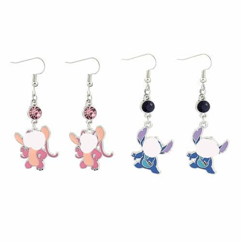 2 Paia Orecchini Cartoni Animati Gioielli Neri Rosa,Cartoon Orecchini,Orecchini da Moda Donna,Orecchini Anime,Accessori per Feste a Tema Fumetti Orecchini dal Design Unico Regali per Ragazze Amiche