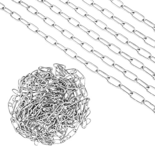 CHUENKUK Edelstahlkette Meterware 10m, 304 Edelstahl Kette 1,2mm, Stahlkette Metallkette Edelstahlkette zum Aufhänge, Gliederkette Rundgliederkette Absperrkette, Max Belastung 80kg