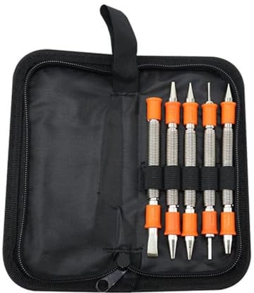 5 PCS Center Punch Set, Dual-head Positioning Punch Kit Alloy Steel Spring Loaded Nail Punch for Drilling, Nailing, Mortising