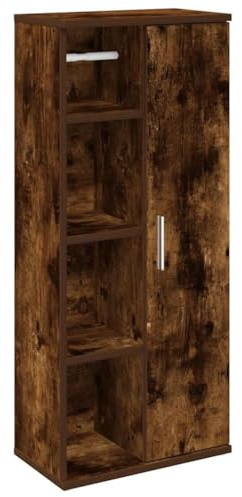 vidaXL Badezimmerschrank mit Rollenhalter Räuchereiche 39x22x90 cm, Badschrank, Badezimmermöbel, Waschbeckenschrank, Badschränke, Badmöbel