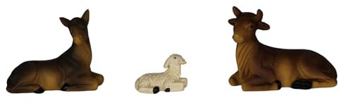 ZICOM Krippenfigurenset Ochs, Esel, Schaf Eilat persisch geeignet für 8cm Figuren Polyresin handbemalt