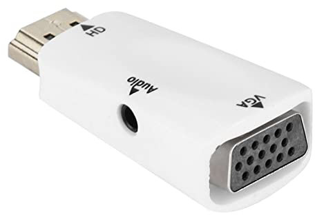 Convertitore -VGA Femmina a VGA Femmina, Adattatore -VGA HD 1080P Femmina a VGA Femmina Adattatore Convertitore con Cavo di Uscita Audio 3,5 Mm Bianco (WHITE)
