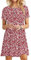 MOLERANI Robe d'été pour Femme Robe t-Shirt décontractée à Manches Courtes Robe de Plage pour Femme Fleur Rouge L
