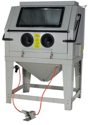 Cabina sabbiatrice 990 l con pedale sabbiatrice 990 litri con aspirazione e illuminazione