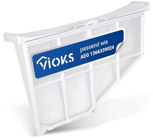 VIOKS Flusensieb Trockner Sieb Ersatz für AEG Elеctrolux Zanussi 136633902/4 1366339024 - Sieb Einsatz Filtertasche Filter Flusensieb - Sieb Filter Weiß Aufklappbar für Türe in Wäschetrockner