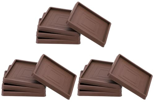 PATIKIL Lot de 12 Patins de Meubles 3,5 Pouces pour Pieds de Meubles Marron | en Caoutchouc, Tasses de Roulettes Anti-Dérapantes, Sous-Verres Antidérapants Carrés pour Meubles