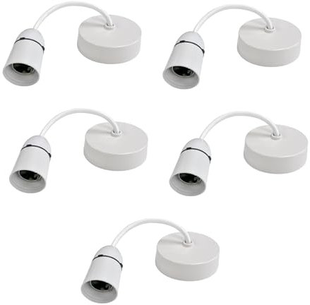 Securlec 5 x White Ceiling Pendant Light Fitting - for Bayonet Light Bulb - 6 inch Pendant Light Fitting - 15cm 15mm Long Skirt lampholder.