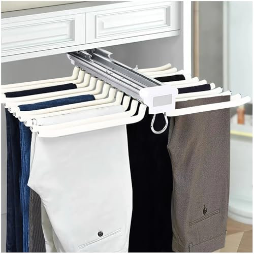 XINFAPAI Extractible Porte Pantalon Coulissant, Tringle Coulissante Penderie,pour Les Armoires Et Les Zones De Rangement, Gain De Place Organisateur De Vetement pour Armoire,58.8x45.8x2.5cm