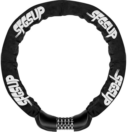 SFGSUP Fahrradschloss Hohe Sicherheit, Fahrradschloss Zahlenschloss mit 5 stellig Zahlencode, 6mmx90cm Stahlkettenglieder Kettenschloss Fahrrad Auch Geeignet für Tore/Zäune/Grills/E-Bike/Motorrad.