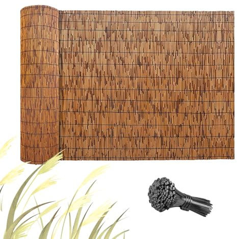 Cañizo Jardin Ocultacion, Ocultacion Cerca con Bridas, Cubre Vallas Patio, Natural Cañizo Bambu Decoración para Interiores y Exteriores Balcón o Terraza(50 * 500cm)