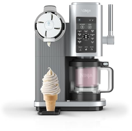 Ninja Swirl by CREAMi Soft Serve & Ice Cream Maker with 2x Tubs, 13 Functions, Makes Ice Cream, Soft Serve, Gelato, Sorbet, Milkshakes & More, Mix-In Option, Platinum Silver, NC701UK