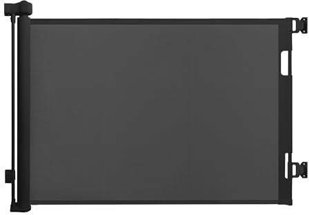 Relaxdays Türschutzgitter, ausziehbares Türschutzrollo bis 3 m, Bohrmontage, Kinderschutz, Treppenschutzgitter, schwarz