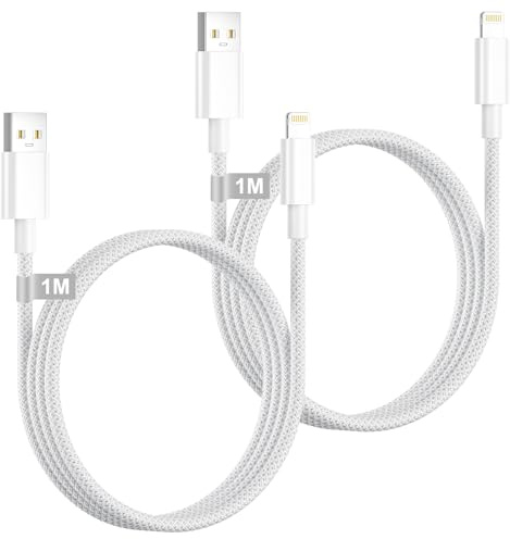 Câble iPhone 1M+1M, Cable Lightning [Certifié MFi] Cable Chargeur iPhone USB Cable iPhone Charge Rapide Fil Chargeur iPhone Cable Lightning USB pour iPhone 14 13 12 11 Pro Max/XS/XR/X/8/SE/iPad