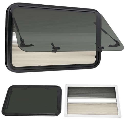 BJTDLLX Wohnmobilfenster Ausstellfenster inkl. Verdunklung Seitenfenster, Wohnwagen Fenster 85° RV Externes Push Fenster, Klappbares Ausstellfenster Camper (800x500mm)