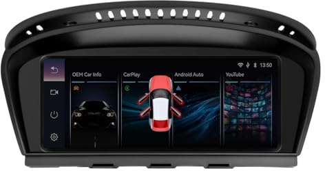 8,8-Zoll-Linux-Bildschirm für BMW (2005–2010) E60 E91 CIC-Modelle, mit kabelgebundener und kabelloser CarPlay-Nachrüstung, Android Auto-Anzeige, Rückspiegel-Konnektivität, Autoradio, Bluetoot