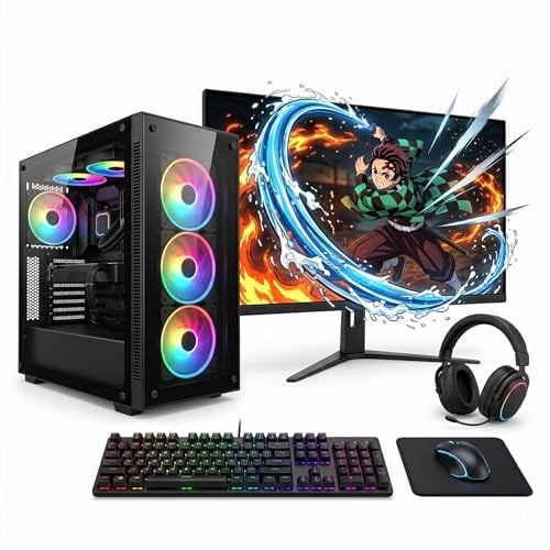 Computek Ultimate RGB Gaming PC Bundle AMD Ryzen 5 4500, Nvidia RTX 3050 6GB, 16GB RAM, 256GB SSD + 1TB HDD. VR & streaming ready with WiFi & Win 11.
