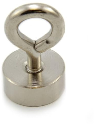 19mm dia Neodymium Clamping Magnet with M5 Eyebolt for Hanging, Holding or Displaying Items - 17kg Pull