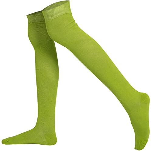 Mysocks Unisex overknee-strumpor, sömlösa tåparti, finaste kammad bomull, Lindgrön, 38-43 EU