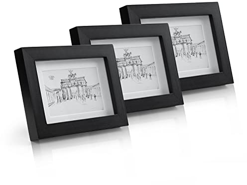 Casa Chic Cadre Photo, Cadre Photo en Bois de 18x13 cm, Cadres Photo, Porte Photo Mural, Cadre Decoration Murale Pele Mele, Affichage Vertical/Horizontal, avec Protection Verre et Passe Partout Inclus