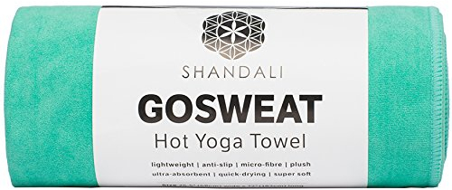 Shandali Hot Yoga GoSweat Mikrofaser-Handtuch aus super saugfähigem Premium-Wildleder für Bikram, Pilates, Fitnessstudio und Outdoor-Sportarten, Blaugrün, 40,6 x 67,3 cm.