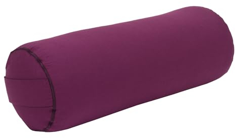 Yogabox Yogabolster aus regionaler Herstellung für Yin-Yoga, Ø22 cm, Yogarolle mit Buchweizenschalen, Waschbarer Bezug aus 100% Baumwolle, Yogabolster Rolle für Restorative-Yoga, aubergine
