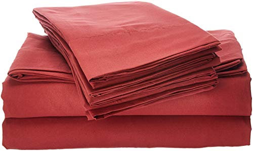 Kingsize-Bettlaken, 6-teilig, 1500 Supreme Collection, fein gebürstete Mikrofaser, Tiefe Tasche, Kingsize-Bett, 2 zusätzliche Kissenbezüge, tolles Preis-Leistungs-Verhältnis, Burgunderrot