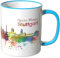 WANDKINGS® Tasse, Schriftzug Guten Morgen Stuttgart! mit Skyline - BLAU