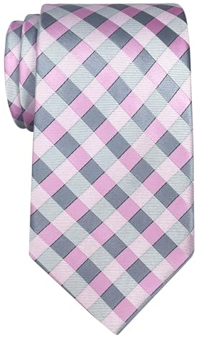 Retreez Cravate À carreaux Classique Tissée en Microfibres de Rose et Gris