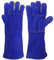 Kim Yuan Schweißhandschuhe, aus Leder, hitzebeständig, feuerfest, perfekt für Gartenarbeit, Ofen, Grill, Mig, Kamin, Topflappen, Zickschweißer, Tierhandhabung, Blue palm-Denim jean cuffs, 14 INCH