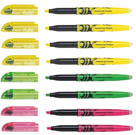 Pilot 4136B4 - Frixion Textmarker Promotion 4x gelb, 2x grün, 2x pink (8er Set, neon sortiert)