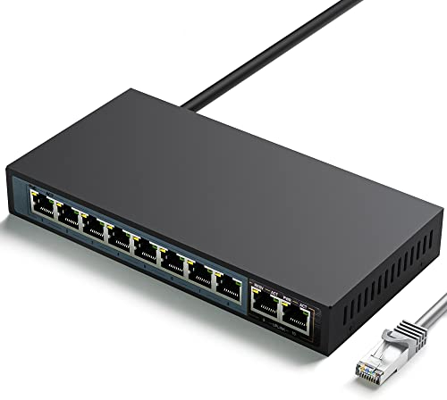 Extralink Ceres PoE Switch, 4 Betriebsarten, PoE Switch 8 Port 2X RJ45 Uplink 100Mb/s, 96W, Plug and Play, PoE+ Switch, Fast Ethernet, IEEE 802.3af/at, Robustes Metallgehäuse, Switch Kabel