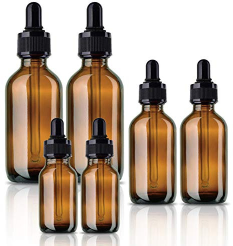 Wandefol 6 Pcs Bouteilles Pipette Dropper en Verre, 5ml 10ml 15ml Flacon Vide Voyage Brun avec Compte-gouttes pour Huile Essentielle, Aromathérapie, Parfum