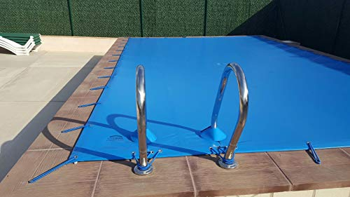 Winterabdeckung für Pool 5 x 9 m Plus 15 cm auf jeder Seite für Verankerung in Blau (außen) und Schwarz (innen) + Aufbewahrungstasche als Geschenk