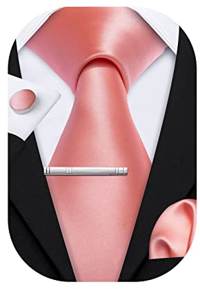 Barry.Wang Herren Satin Krawatte Set Krawatte Taschentuch Einfarbig Krawatte & Einstecktuch Krawattenklammer Set Hochzeit Krawatten